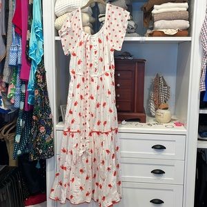 Anthropologie Rose Embroidered Dress